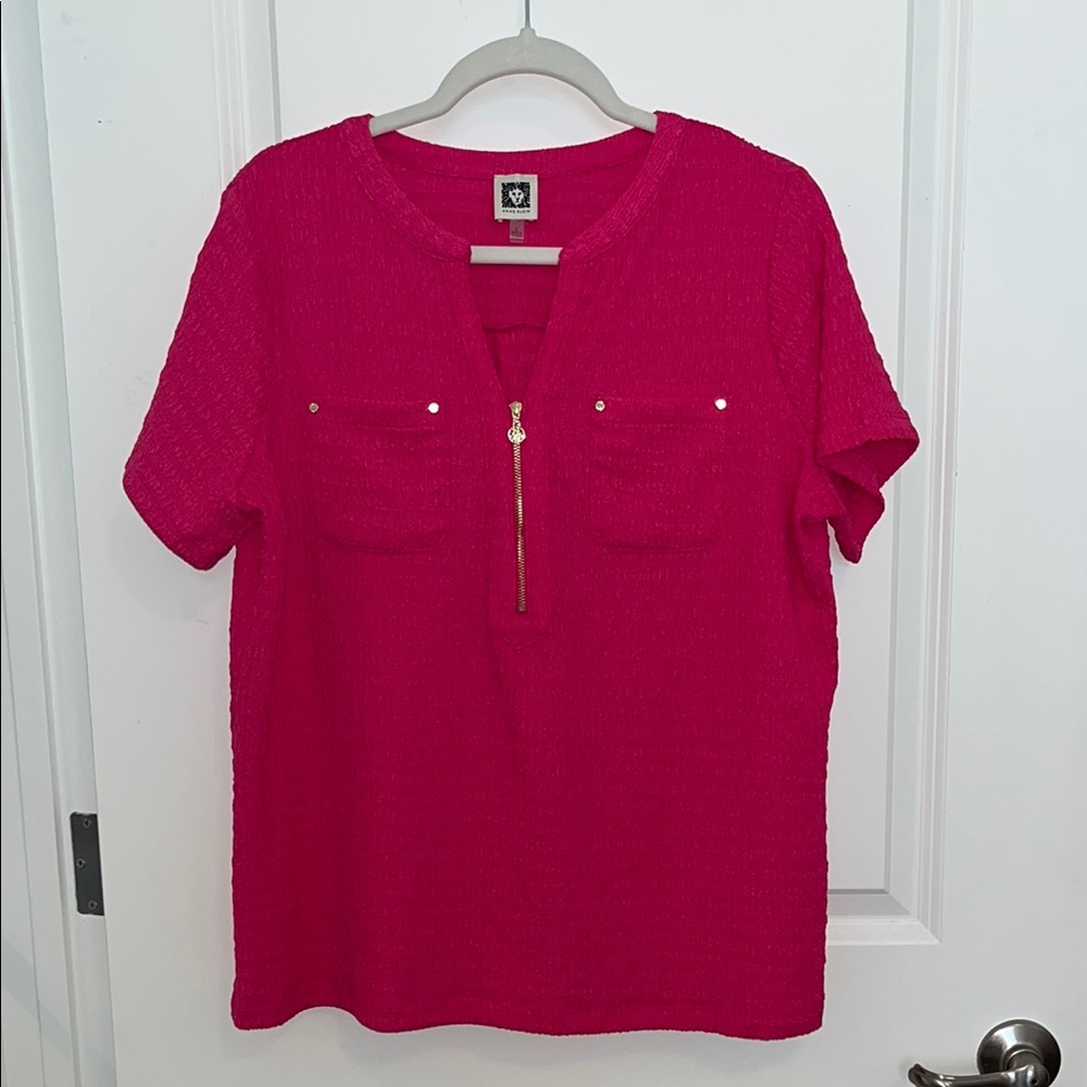 Anne Klein Pink Boxy Blouse with Buttoned Details